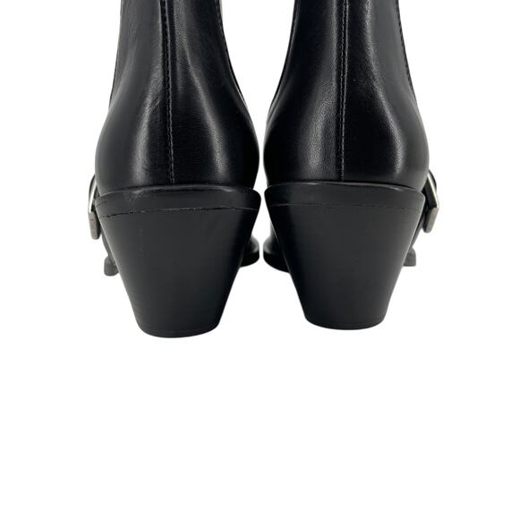 Zara SRPLS Limited Edition Black Leather Cowboy Boots Size 40 EU 9 US - Picture 10 of 13